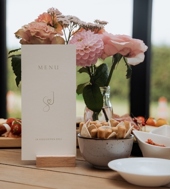 Gepersonaliseerd menu trouwfeest