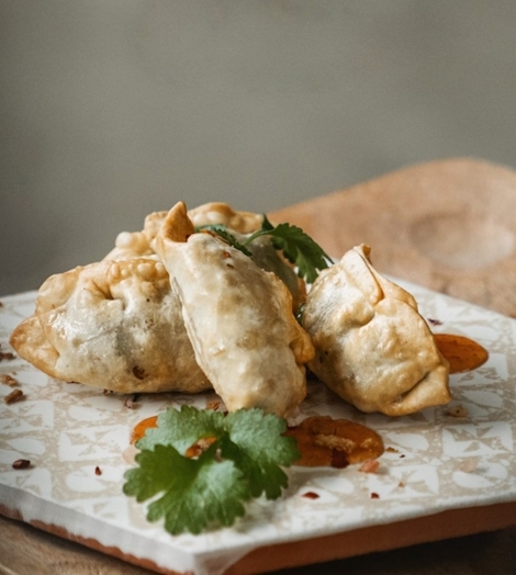 Gyoza Aziatische dumplings mooi geserveerd