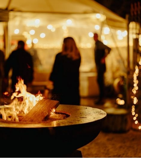 Vuurkorf en lichtjes achtergrond Hof Ter Bellebroek