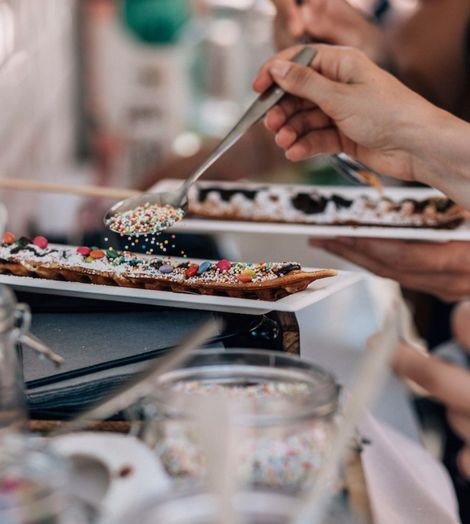 Wafellolly met kleurrijke toppings